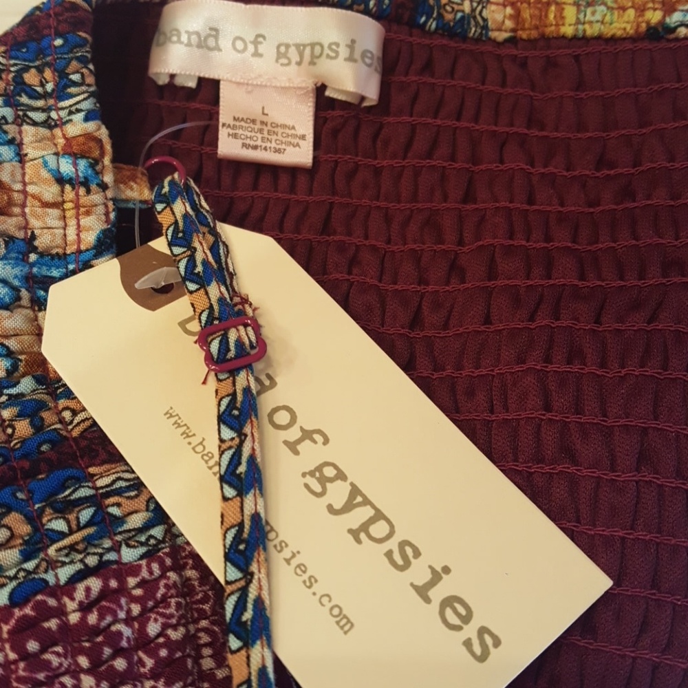 NWT BAND OF GYPSIES TIE NECK MAXI DRESS w/SLIT - Picture 5 of 7